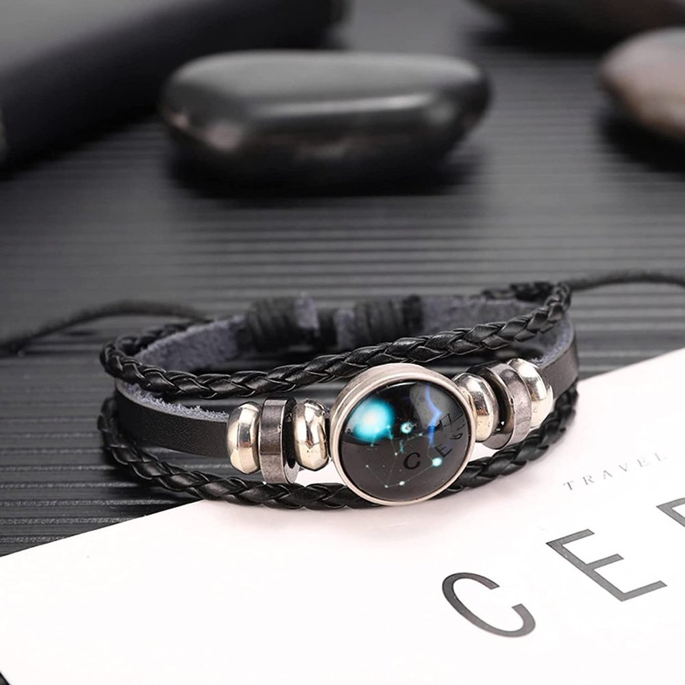 New 12 Zodiac Constellation Necklace & Constellations Beaded Hand Woven Leather - Picture 11 of 13